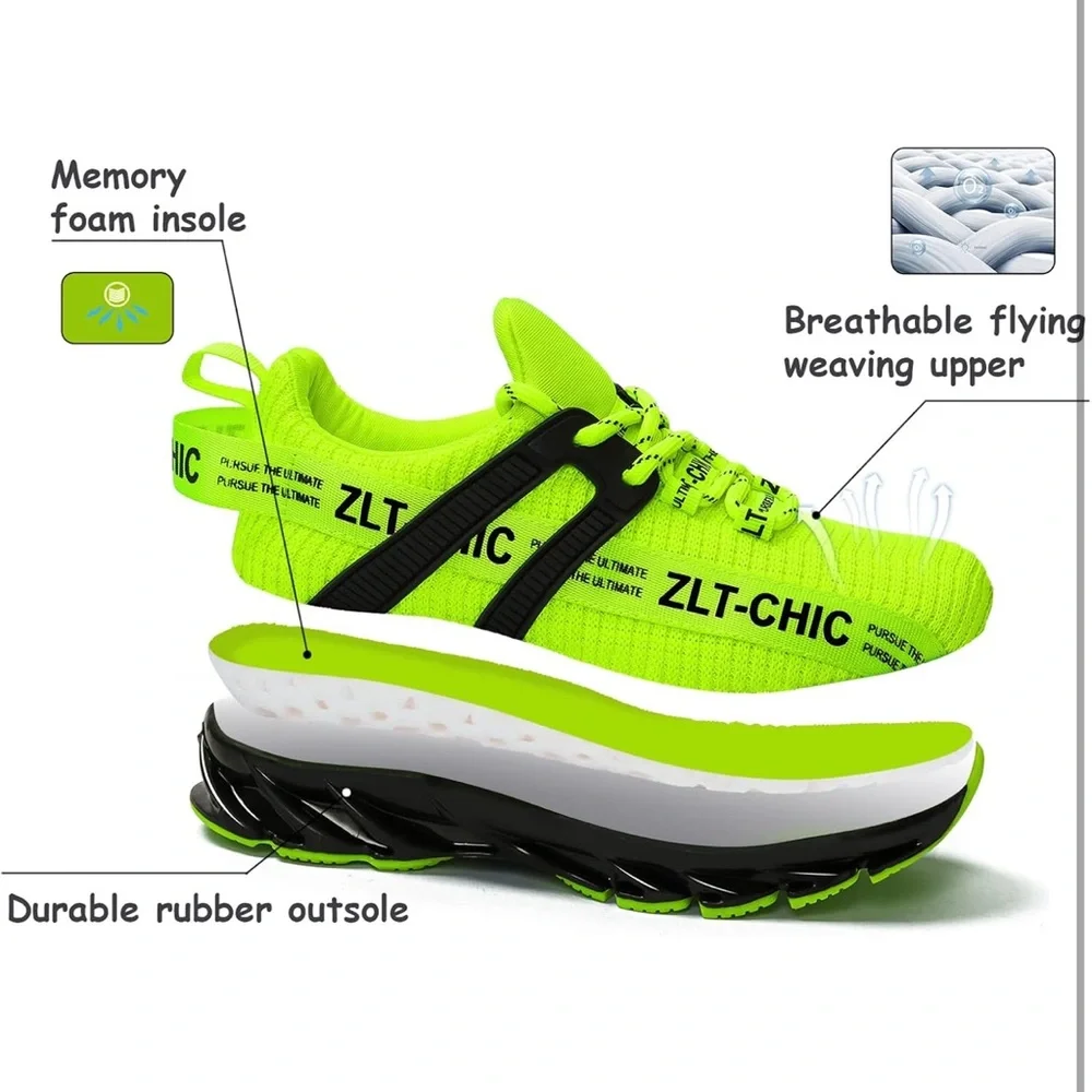 Boys Running Lightweight Lace up Sneakers highlight yellow size 1 little kid